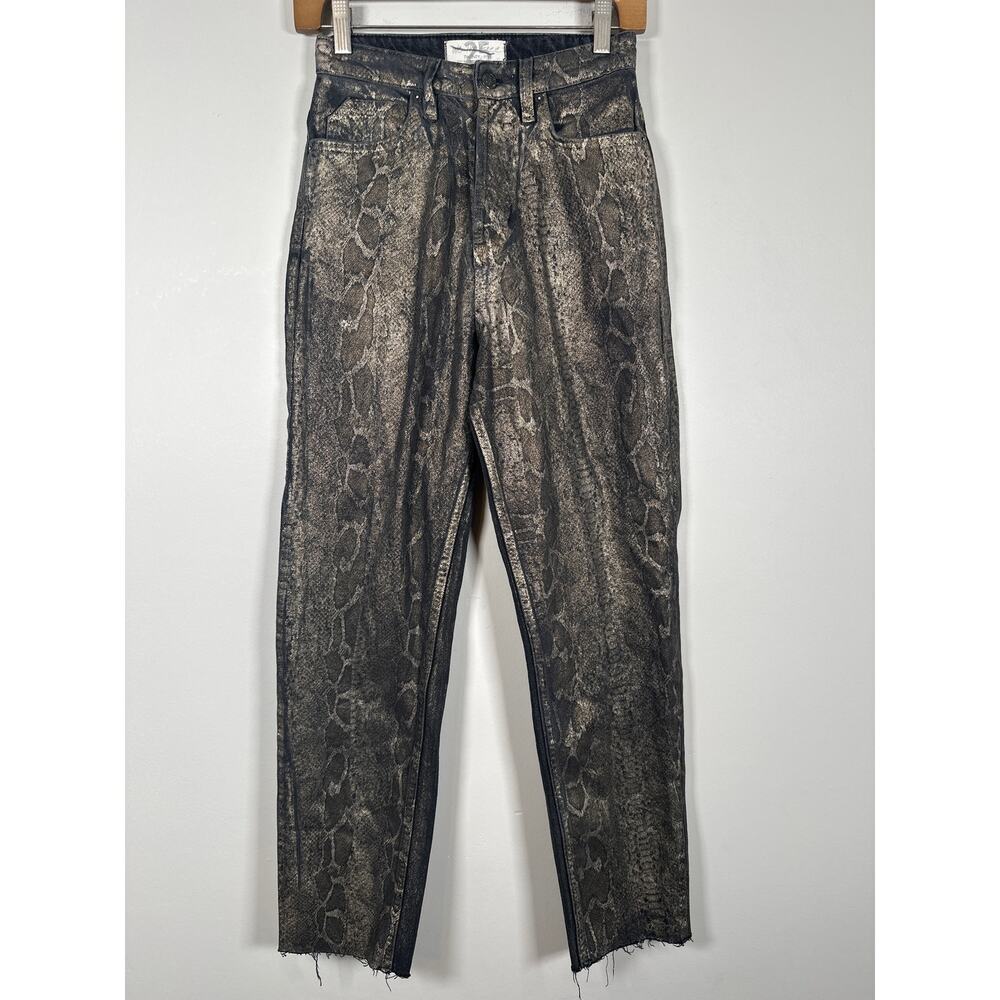 We The Free Free People CRVY Georgine Foil Jeans size 25 Color Animal Instincts‎